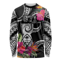 Hafa Adai Guam Long Sleeve Shirt Polynesian Tattoo Tropical Flowers