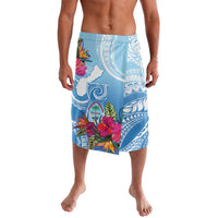 Hafa Adai Guam Lavalava Tropical Flowers Blue Gradient
