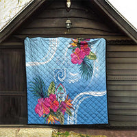 Hafa Adai Guam Quilt Tropical Flowers Blue Gradient