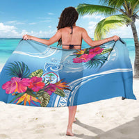 Hafa Adai Guam Sarong Tropical Flowers Blue Gradient