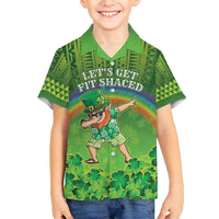 Personalised Hawaii Saint Patrick's Day Family Matching Puletasi and Hawaiian Shirt Let's Get Fit Shaced LT05 Son's Shirt Green - Polynesian Pride