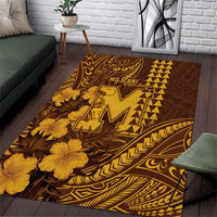 Hawaii Mililani High School Area Rug Tribal Tattoo With Hibiscus Flowers