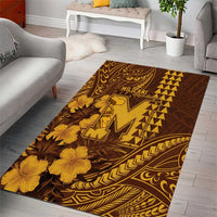 Hawaii Mililani High School Area Rug Tribal Tattoo With Hibiscus Flowers