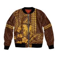Personalised Hawaii Mililani High School Bomber Jacket Tribal Tattoo With Hibiscus Flowers