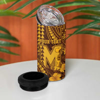 Personalised Hawaii Mililani High School 4 in 1 Can Cooler Tumbler Tribal Tattoo With Hibiscus Flowers