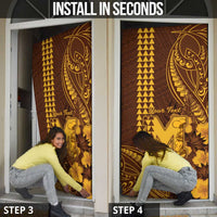 Personalised Hawaii Mililani High School Door Cover Tribal Tattoo With Hibiscus Flowers