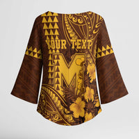 Personalised Hawaii Mililani High School Kimono Sleeve Blouse Tribal Tattoo With Hibiscus Flowers LT05 - Polynesian Pride