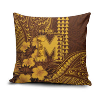 Hawaii Mililani High School Pillow Cover Tribal Tattoo With Hibiscus Flowers