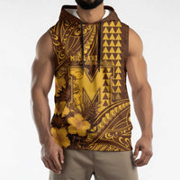 Personalised Hawaii Mililani High School Sleeveless Hoodie Tribal Tattoo With Hibiscus Flowers