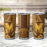 Personalised Hawaii Mililani High School Tumbler Cup Tribal Tattoo With Hibiscus Flowers