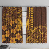 Hawaii Mililani High School Window Curtain Tribal Tattoo With Hibiscus Flowers