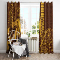Hawaii Mililani High School Window Curtain Tribal Tattoo With Hibiscus Flowers