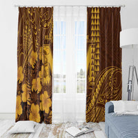 Hawaii Mililani High School Window Curtain Tribal Tattoo With Hibiscus Flowers