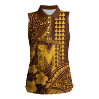 Personalised Hawaii Mililani High School Women Sleeveless Polo Shirt Tribal Tattoo With Hibiscus Flowers