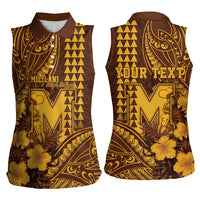 Personalised Hawaii Mililani High School Women Sleeveless Polo Shirt Tribal Tattoo With Hibiscus Flowers