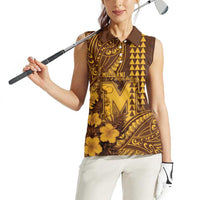 Personalised Hawaii Mililani High School Women Sleeveless Polo Shirt Tribal Tattoo With Hibiscus Flowers