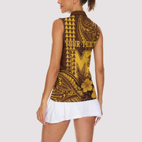 Personalised Hawaii Mililani High School Women Sleeveless Polo Shirt Tribal Tattoo With Hibiscus Flowers