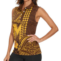 Personalised Hawaii Mililani High School Women Sleeveless Polo Shirt Tribal Tattoo With Hibiscus Flowers