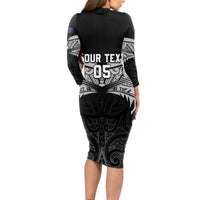 Custom New Zealand Cricket Long Sleeve Bodycon Dress Go Champions World Cup 2024 With Maori Pattern LT05 - Polynesian Pride