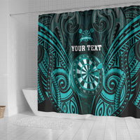 Personalised New Zealand Darts Shower Curtain Turquoise Dart Board Maori Pattern
