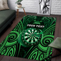 Personalised New Zealand Darts Area Rug Green Dart Board Maori Pattern