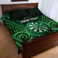 Personalised New Zealand Darts Quilt Bed Set Green Dart Board Maori Pattern