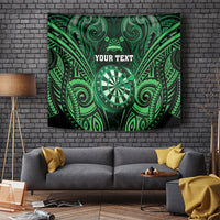 Personalised New Zealand Darts Tapestry Green Dart Board Maori Pattern