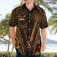 Personalised New Zealand Darts Hawaiian Shirt Gold Dart Board Maori Pattern