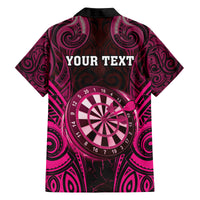 Personalised New Zealand Darts Family Matching Tank Maxi Dress and Hawaiian Shirt Pink Dart Board Maori Pattern