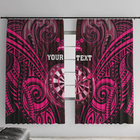 Personalised New Zealand Darts Window Curtain Pink Dart Board Maori Pattern
