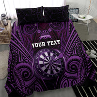 Personalised New Zealand Darts Bedding Set Purple Dart Board Maori Pattern