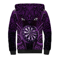 Personalised New Zealand Darts Sherpa Hoodie Purple Dart Board Maori Pattern