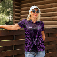 Personalised New Zealand Darts Women Polo Shirt Purple Dart Board Maori Pattern