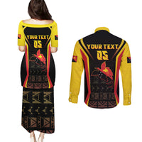 Custom Papua New Guinea Cricket Couples Matching Puletasi and Long Sleeve Button Shirt 2024 World Cup