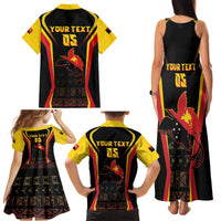 Custom Papua New Guinea Cricket Family Matching Tank Maxi Dress and Hawaiian Shirt 2024 World Cup