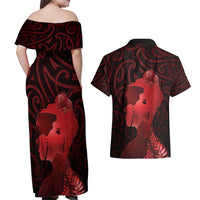 Aotearoa Mana Wahine Couples Matching Off Shoulder Maxi Dress and Hawaiian Shirt The Spiritual Power Of Women LT05 - Polynesian Pride