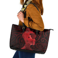 Aotearoa Mana Wahine Leather Tote Bag The Spiritual Power Of Women LT05 Red - Polynesian Pride