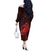 Aotearoa Mana Wahine Off The Shoulder Long Sleeve Dress The Spiritual Power Of Women LT05 - Polynesian Pride
