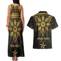 Personalised Philippines Independence Day Couples Matching Tank Maxi Dress and Hawaiian Shirt Filipinos Sun Star Tribal