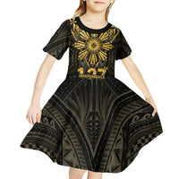 Personalised Philippines Independence Day Kid Short Sleeve Dress Filipinos Sun Star Tribal LT05 - Polynesian Pride