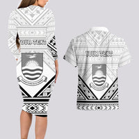 Personalised Kiribati Gospel Day Couples Matching Long Sleeve Bodycon Dress and Hawaiian Shirt Coat Of Arms Polynesian Pattern