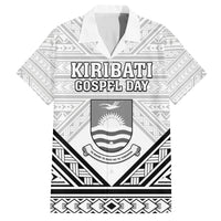 Personalised Kiribati Gospel Day Family Matching Puletasi and Hawaiian Shirt Coat Of Arms Polynesian Pattern LT05 Dad's Shirt - Short Sleeve White - Polynesian Pride