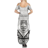 Personalised Kiribati Gospel Day Summer Maxi Dress Coat Of Arms Polynesian Pattern