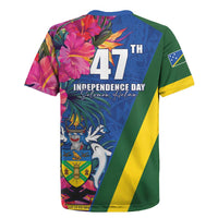 Solomon Islands Independence Day Rugby Jersey Coat Of Arms With Tropical Flowers