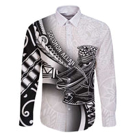 Solomon Islands Nguzunguzu Family Matching Long Sleeve Bodycon Dress and Hawaiian Shirt Polynesian Tribal Pattern LT05 Dad's Shirt - Long Sleeve White - Polynesian Pride