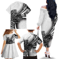 Solomon Islands Nguzunguzu Family Matching Off The Shoulder Long Sleeve Dress and Hawaiian Shirt Polynesian Tribal Pattern LT05 - Polynesian Pride