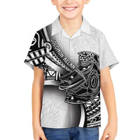 Solomon Islands Nguzunguzu Family Matching Off The Shoulder Long Sleeve Dress and Hawaiian Shirt Polynesian Tribal Pattern LT05 Son's Shirt White - Polynesian Pride