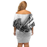 Solomon Islands Nguzunguzu Family Matching Off Shoulder Short Dress and Hawaiian Shirt Polynesian Tribal Pattern