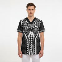 Philippines Batok Tribal Inspired Tattoo Black Scrub Top LT05 - Polynesian Pride
