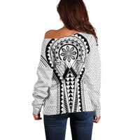 Philippines Batok Tribal Inspired Tattoo White Off Shoulder Sweater LT05 - Polynesian Pride
